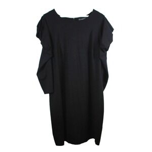 ELOQUII Dress Womens Black Sz 22 Tunic Midi Knit Puff Semi-structured 80s Sleeve